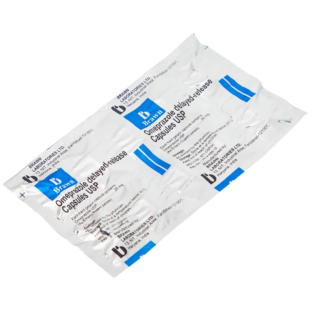 Hình ảnh Viên nang Omeprazole Delayed Release Brawn điều trị loét dạ dày tá tràng (10 vỉ x 10 viên)
