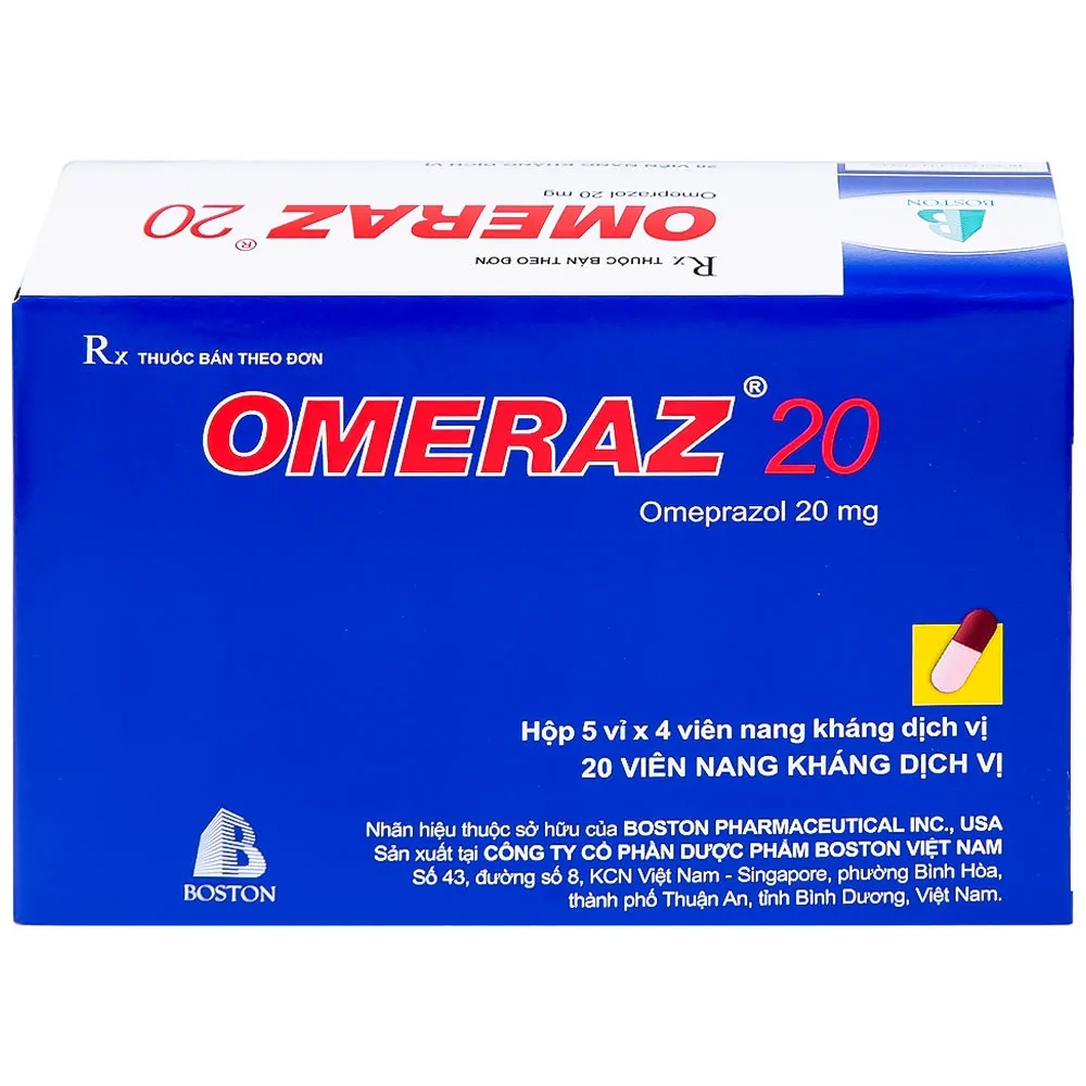 Hình ảnh Viên nang Omeraz 20 Boston điều trị và dự phòng tái phát loét dạ dày, tá tràng (5 vỉ x 4 viên) 