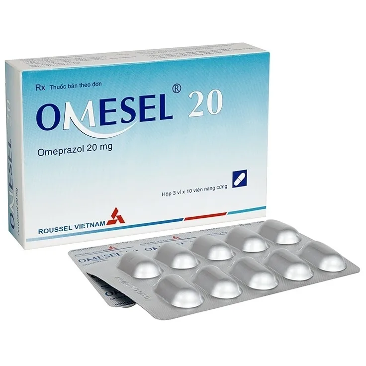Hình ảnh Viên nang cứng Omesel 20 Roussel điều trị và phòng ngừa tái phát loét dạ dày (3 vỉ x 10 viên)