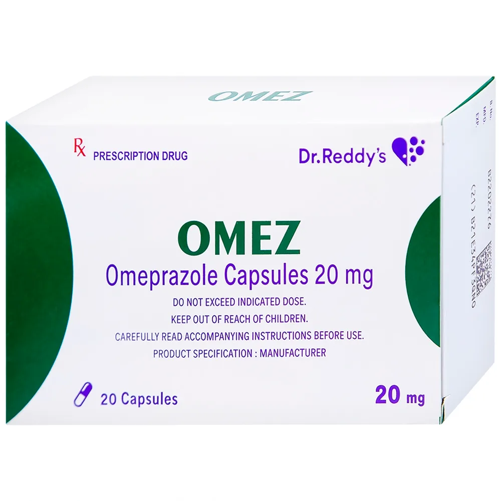 Hình ảnh Viên nang cứng Omez 20mg Dr.Reddy's điều trị và dự phòng tái phát loét tá tràng (2 vỉ x 10 viên)