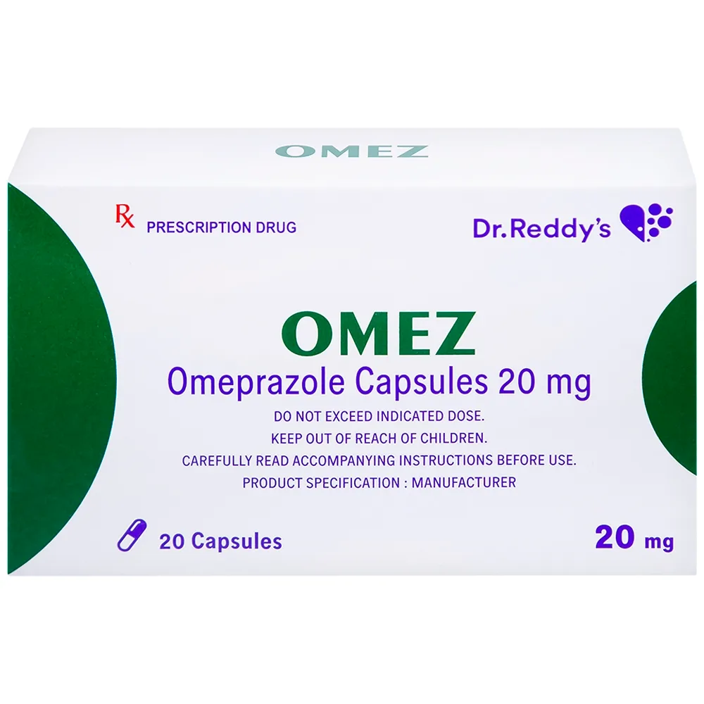 Hình ảnh Viên nang cứng Omez 20mg Dr.Reddy's điều trị và dự phòng tái phát loét tá tràng (2 vỉ x 10 viên)