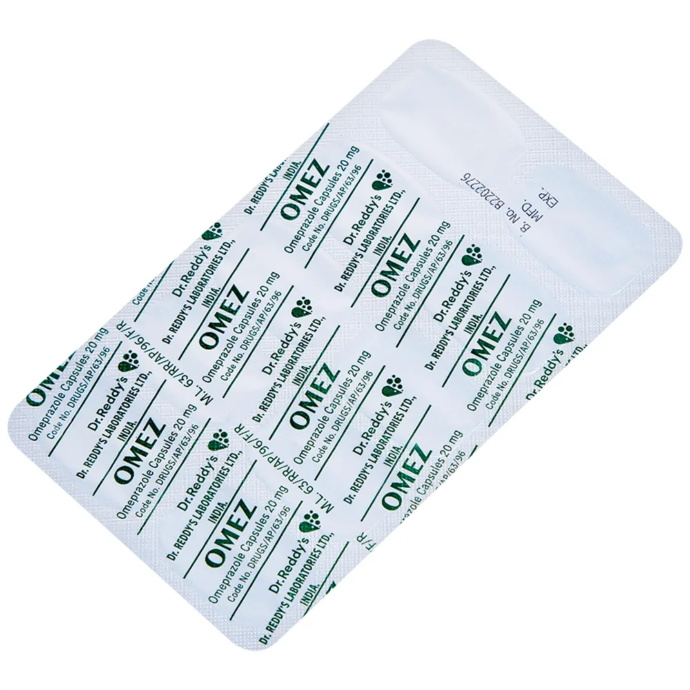 Hình ảnh Viên nang cứng Omez 20mg Dr.Reddy's điều trị và dự phòng tái phát loét tá tràng (2 vỉ x 10 viên)