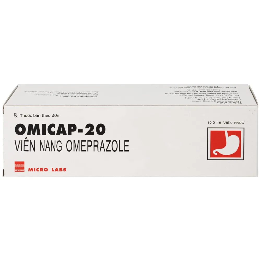 Hình ảnh Thuốc Omicap-20 Micro điều trị loét tá tràng và dạ dày, hội chứng Zollinger – Ellison, trào ngược thực quản (10 vỉ x 10 viên)