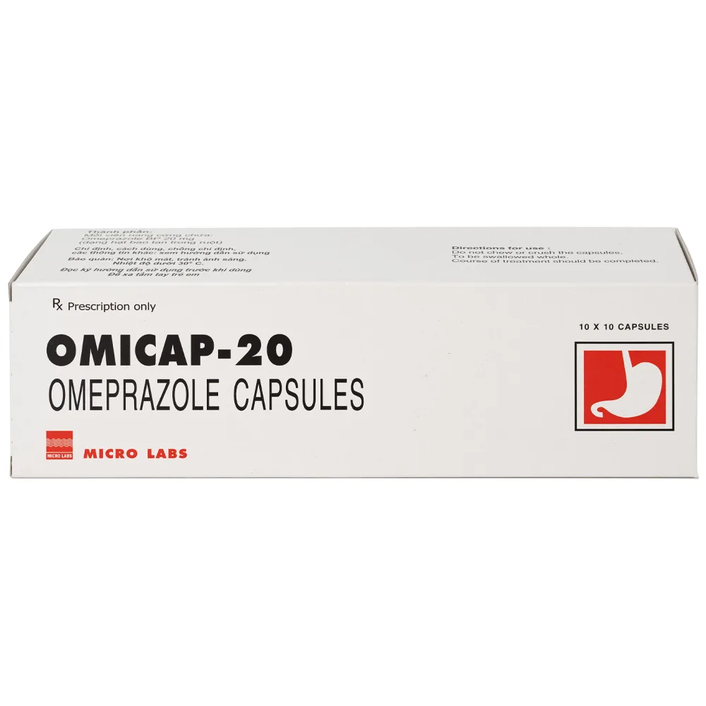 Hình ảnh Thuốc Omicap-20 Micro điều trị loét tá tràng và dạ dày, hội chứng Zollinger – Ellison, trào ngược thực quản (10 vỉ x 10 viên)