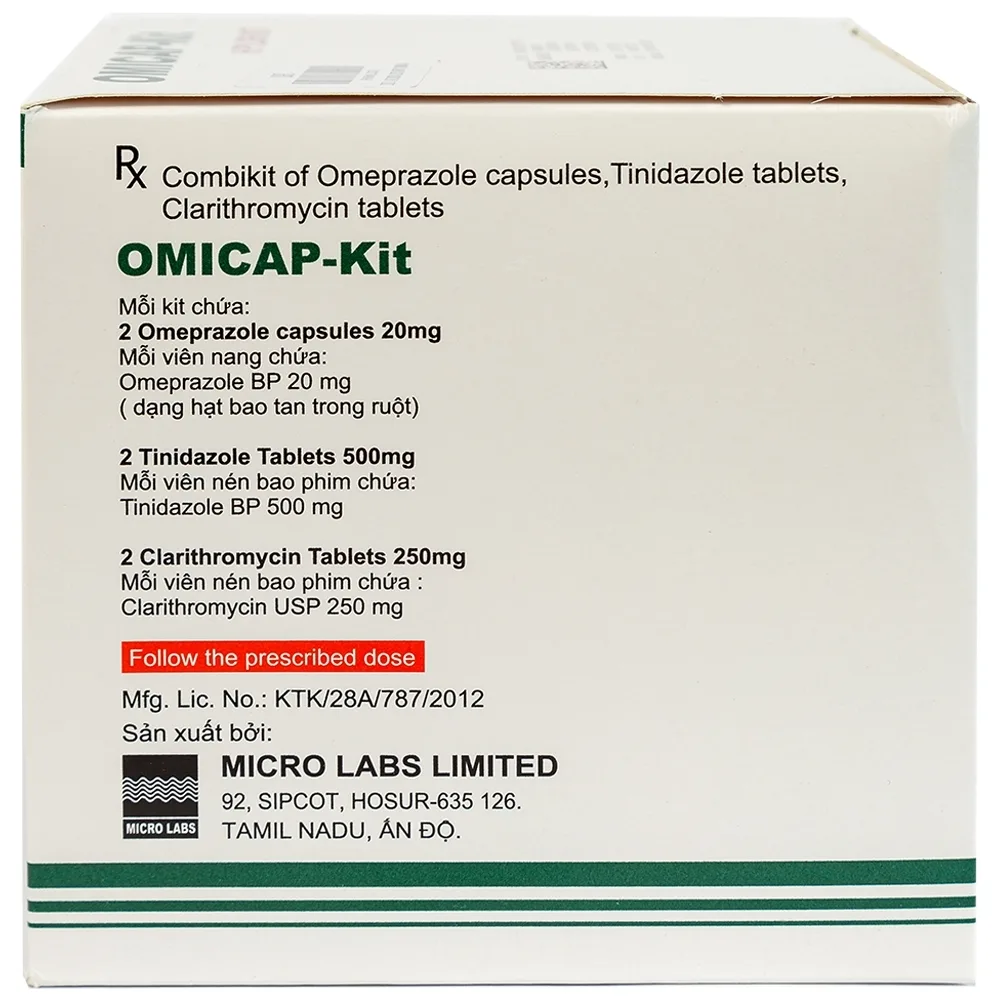 Hình ảnh Thuốc Omicap-Kit Micro điều trị viêm dạ dày mãn tính, loét dạ dày - tá tràng (7 kít) 