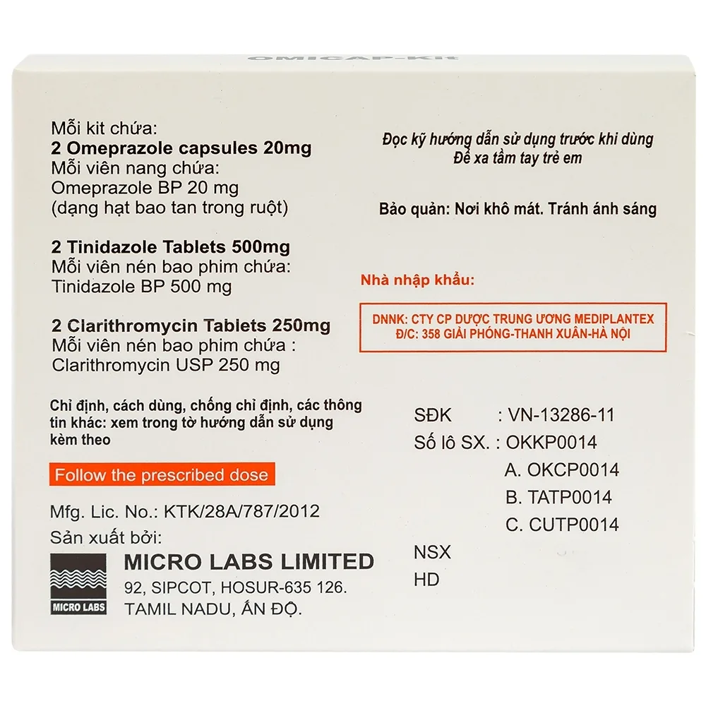 Hình ảnh Thuốc Omicap-Kit Micro điều trị viêm dạ dày mãn tính, loét dạ dày - tá tràng (7 kít) 