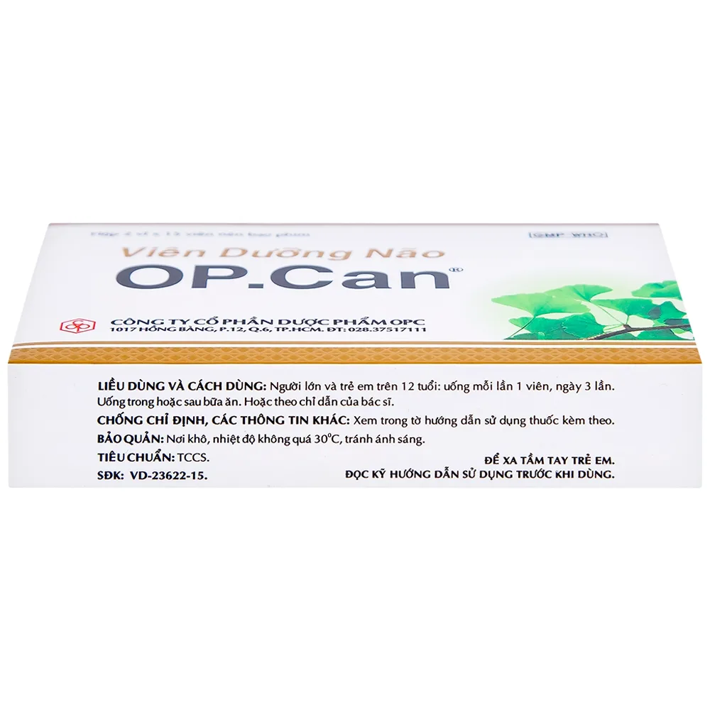 Hình ảnh Viên dưỡng não O.P.CAN OPC điều trị giảm trí nhớ, kém tập trung, thiểu năng tuần hoàn não (2 vỉ x 15 viên) 