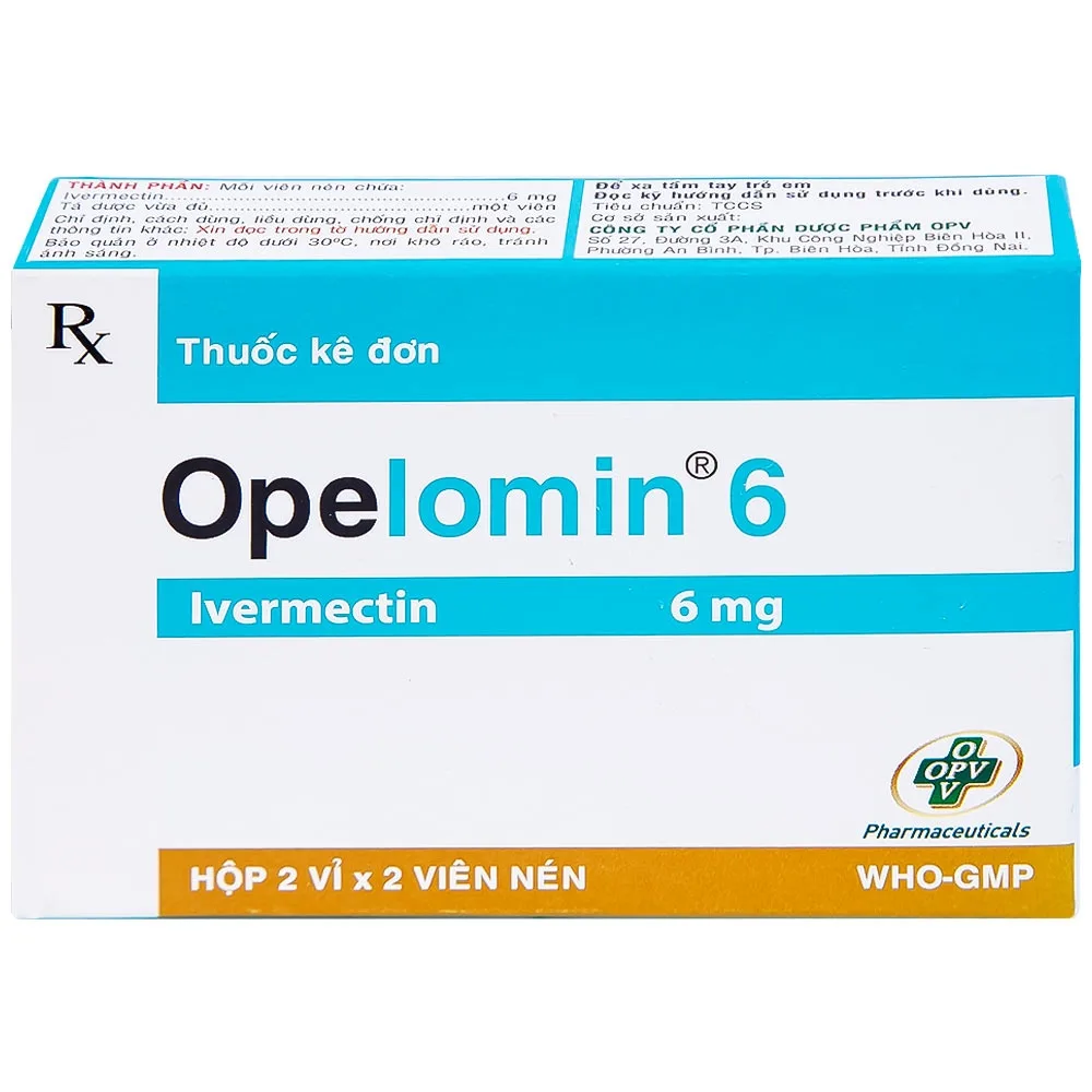 Hình ảnh Viên nén Opelomin 6 OPV điều trị giun chỉ, giun lươn (2 vỉ x 2 viên)