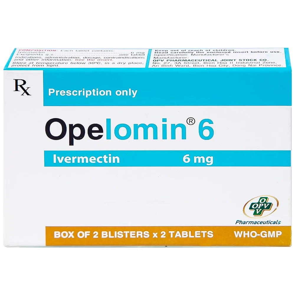 Hình ảnh Viên nén Opelomin 6 OPV điều trị giun chỉ, giun lươn (2 vỉ x 2 viên)