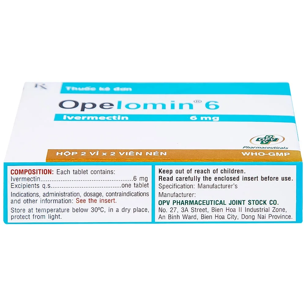 Hình ảnh Viên nén Opelomin 6 OPV điều trị giun chỉ, giun lươn (2 vỉ x 2 viên)