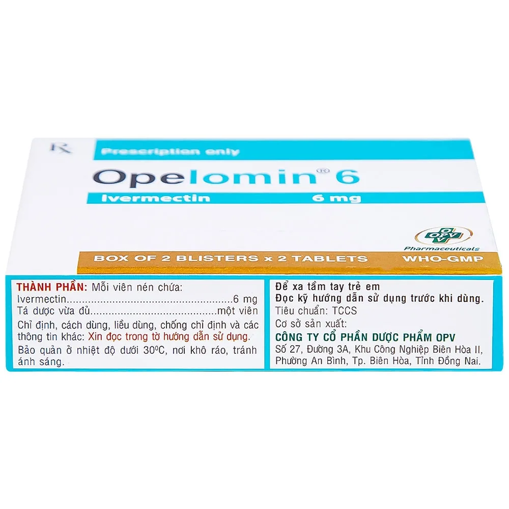 Hình ảnh Viên nén Opelomin 6 OPV điều trị giun chỉ, giun lươn (2 vỉ x 2 viên)