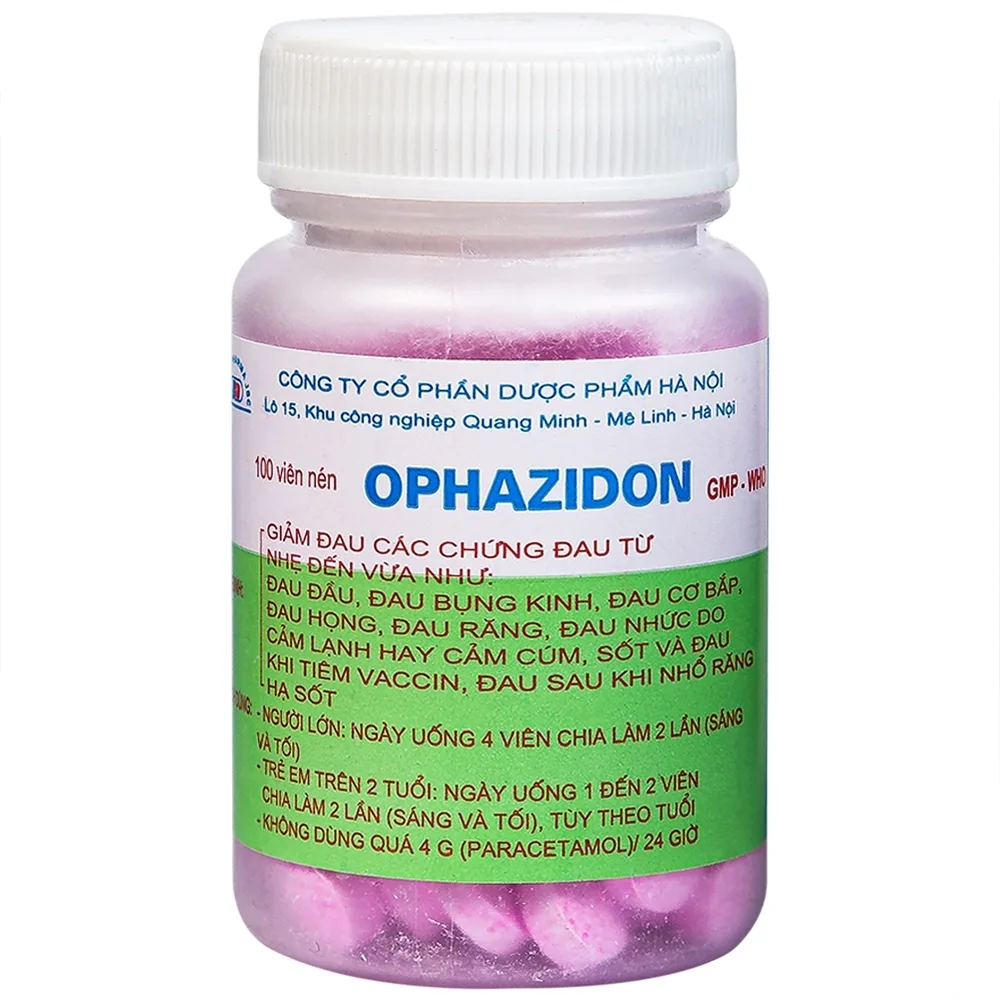 Hình ảnh Viên nén Ophazidon Hanoi Pharma giảm đau đầu, đau bụng kinh, đau cơ bắp (100 viên)