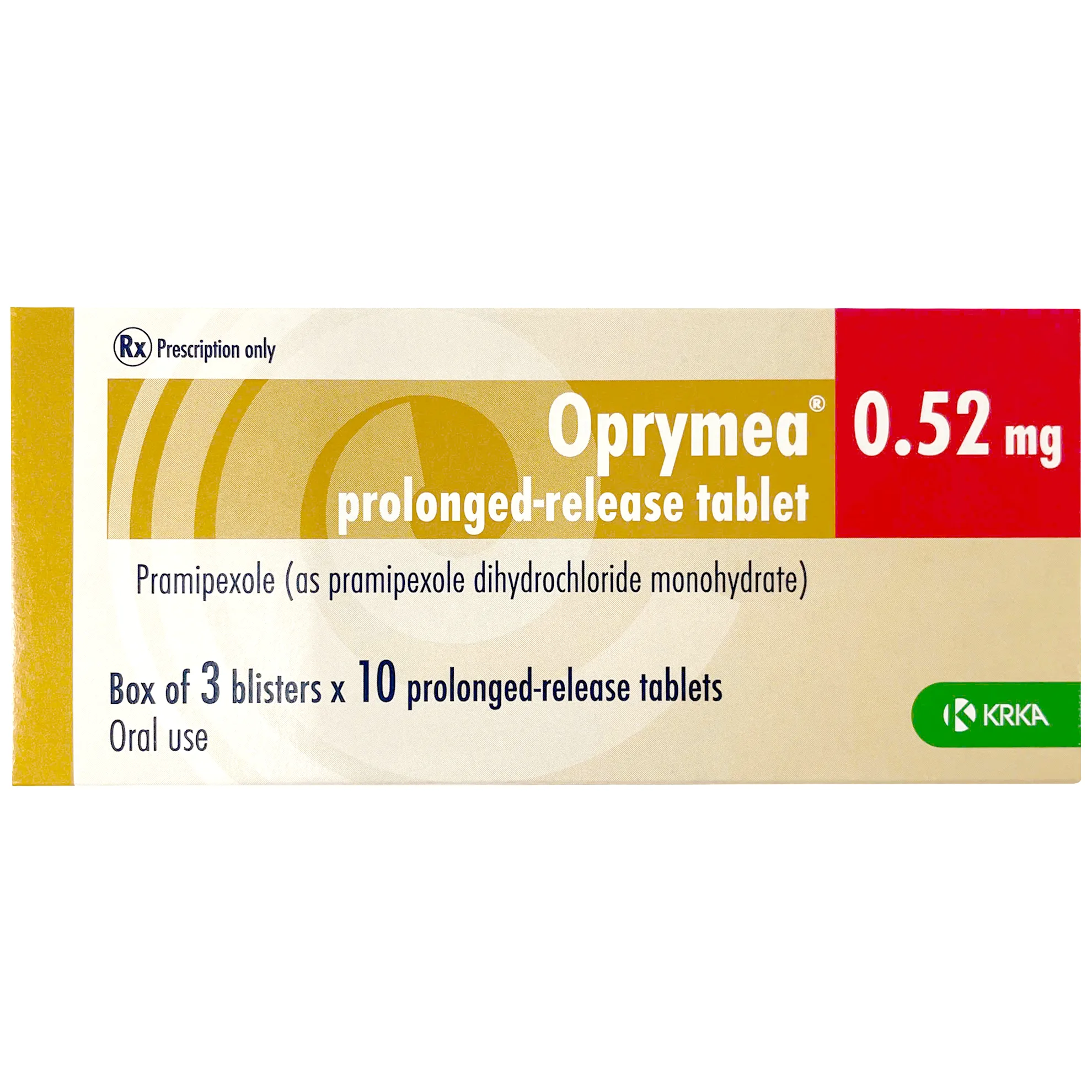 Hình ảnh Thuốc Oprymea Prolonged-Release Tablet 0,52MG Krka điều trị các triệu chứng của bệnh Parkinson nguyên phát Ở người lớn (3 vỉ 10 viên)
