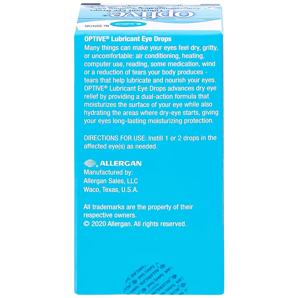 Hình ảnh Thuốc nhỏ mắt Optive Allergan giảm nóng, kích ứng và khó chịu do khô mắt (15ml)