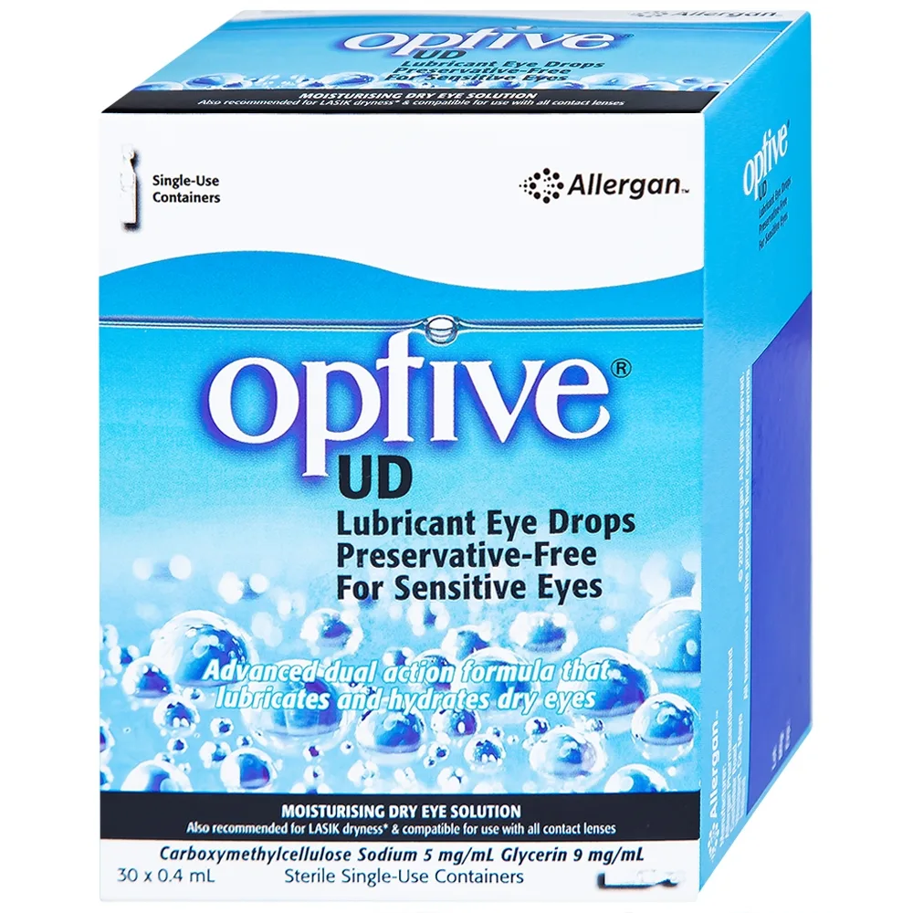 Hình ảnh Thuốc nhỏ mắt Optive UD Allergan làm trơn mắt, giảm triệu chứng khô mắt (30 ống x 0.4ml)
