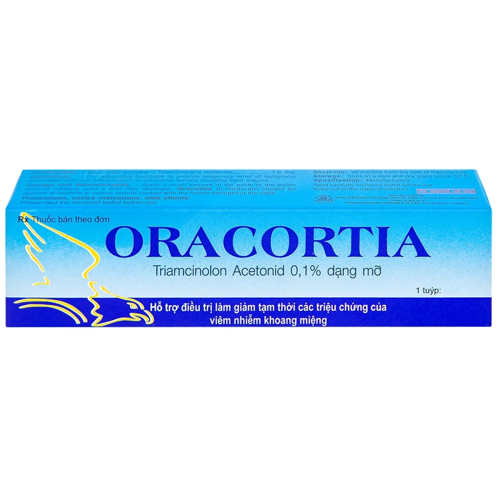 Hình ảnh Thuốc mỡ Oracortia 0,1% Thai Nakorn Patana giảm triệu chứng viêm nhiễm khoang miệng, loét do chấn thương (5g) 