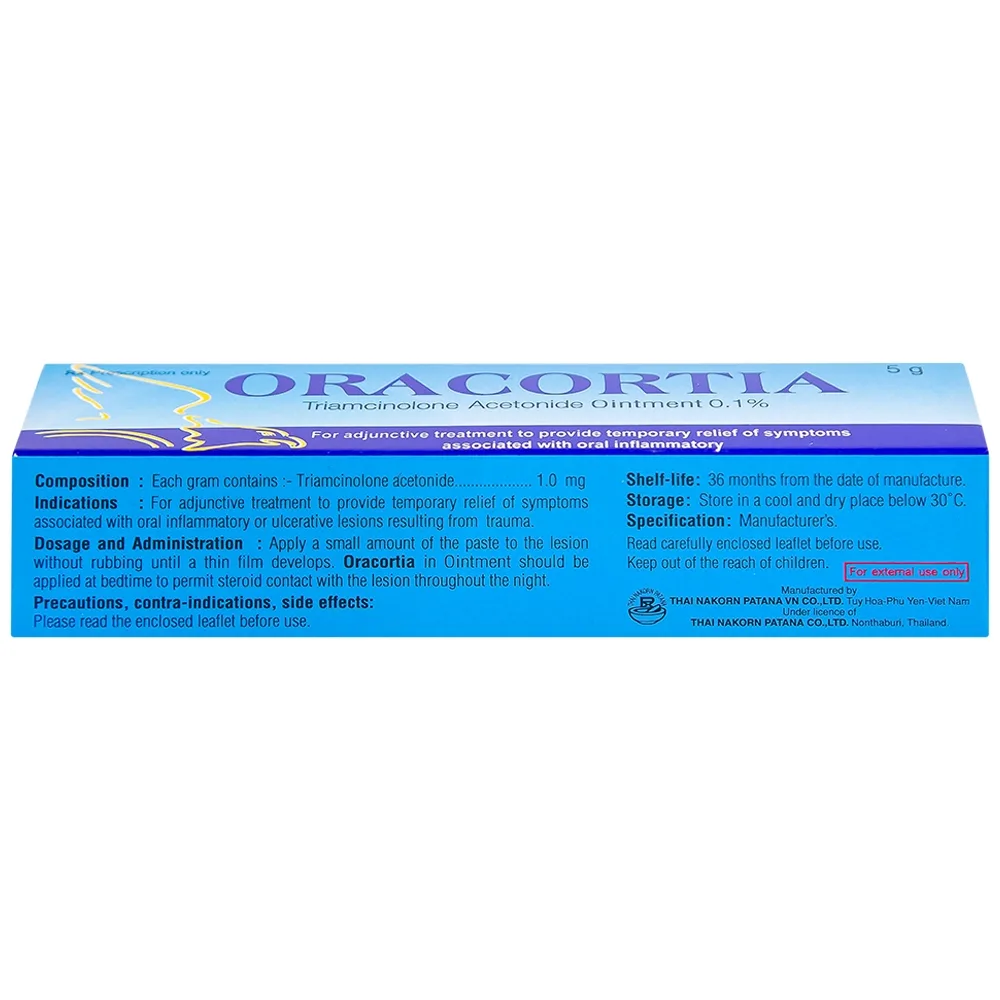 Hình ảnh Thuốc mỡ Oracortia 0,1% Thai Nakorn Patana giảm triệu chứng viêm nhiễm khoang miệng, loét do chấn thương (5g) 