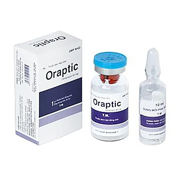 Hình ảnh Bột pha tiêm Oraptic Bidiphar điều trị loét tá tràng, dạ dày (1 lọ bột x 1 ống 10 ml)