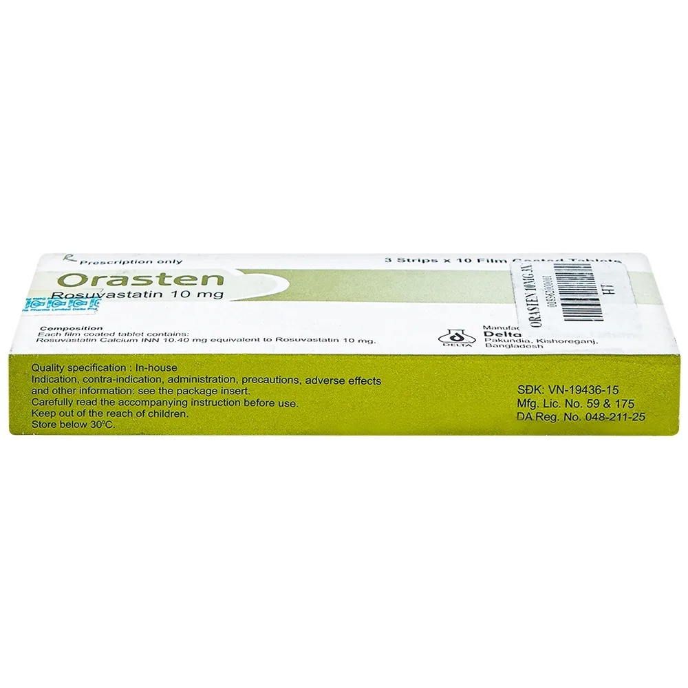Hình ảnh Thuốc Orasten 10mg Delta Pharma giảm cholesterone toàn phần (3 vỉ x 10 viên)