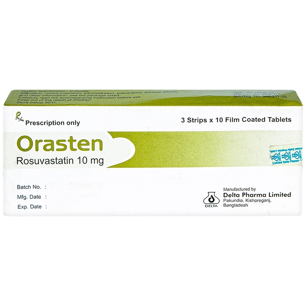 Hình ảnh Thuốc Orasten 10mg Delta Pharma giảm cholesterone toàn phần (3 vỉ x 10 viên)