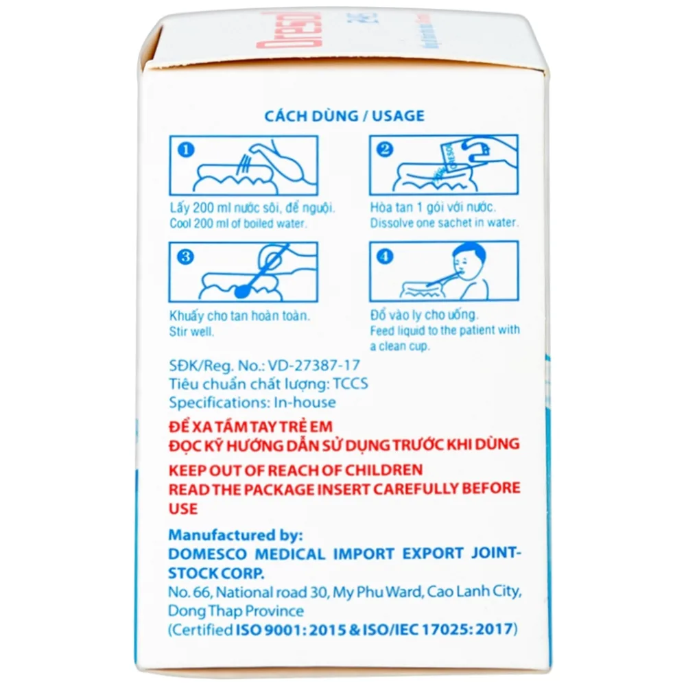 Hình ảnh Bột pha uống Oresol 245 Domesco phòng và điều trị mất điện giải và nước trong tiêu chảy (20 gói)