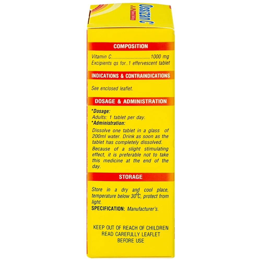 Hình ảnh Viên sủi Ossizan C 1000mg Trường Thọ điều trị thiếu hụt vitamin C (10 viên)