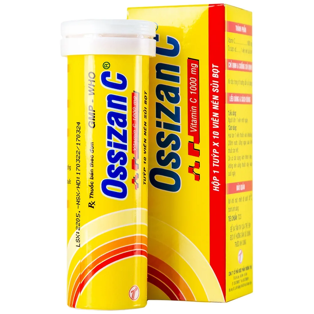 Hình ảnh Viên sủi Ossizan C 1000mg Trường Thọ điều trị thiếu hụt vitamin C (10 viên)