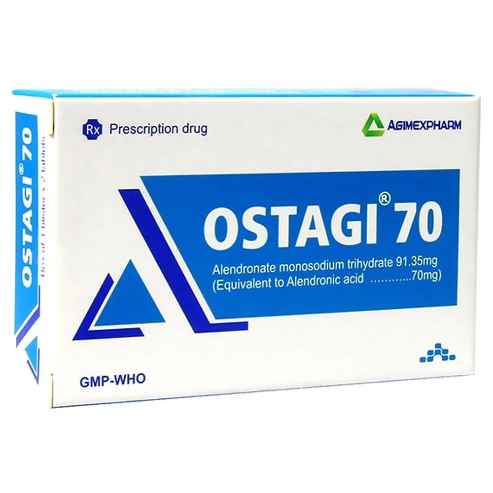 Hình ảnh Thuốc Ostagi 70 Agimexpharm điều trị loãng xương ở phụ nữ sau mãn kinh (1 vỉ x 2 viên)
