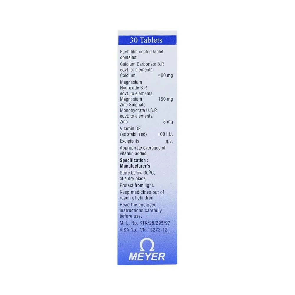 Hình ảnh Viên nén Osteomed Meyer bổ sung canxi, Magne, kẽm, vitamin D3 và khoáng chất (2 vỉ x 15 viên)