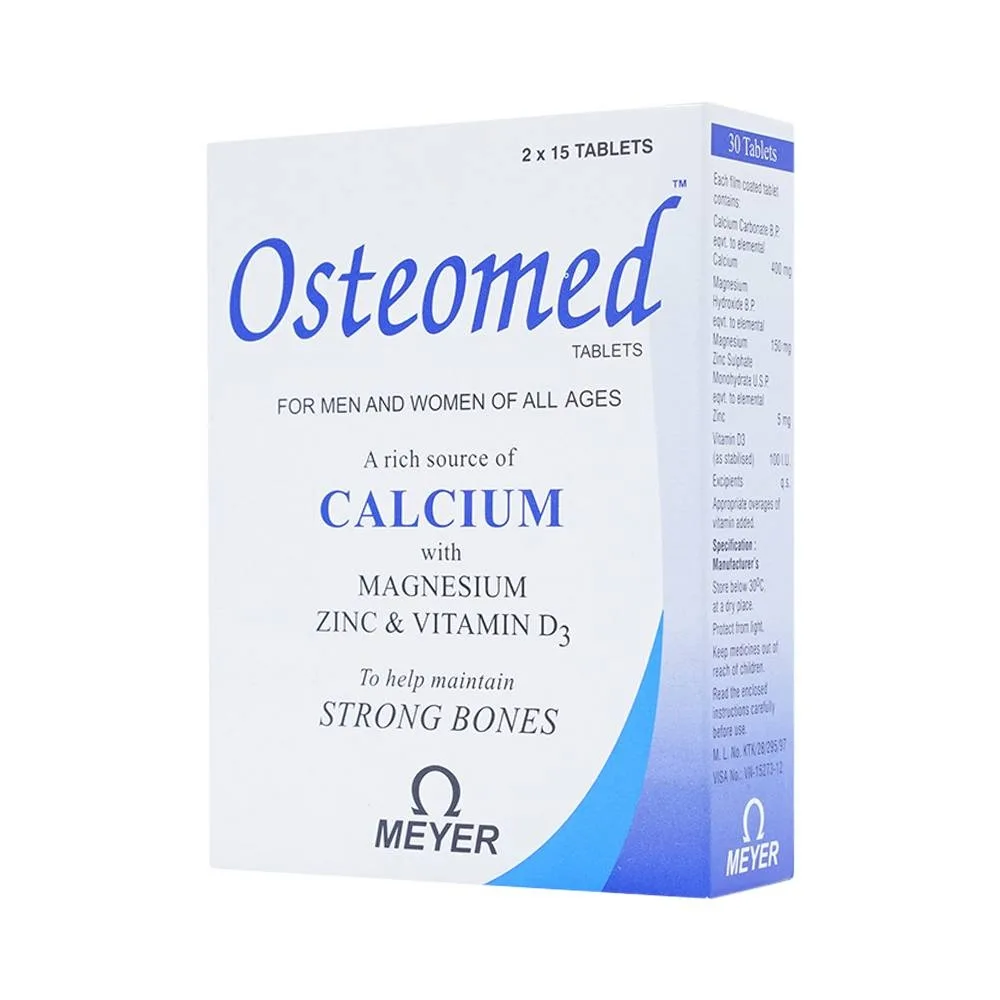 Hình ảnh Viên nén Osteomed Meyer bổ sung canxi, Magne, kẽm, vitamin D3 và khoáng chất (2 vỉ x 15 viên)