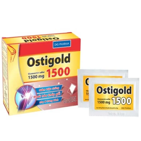 Hình ảnh Bột pha uống Ostigold 1500 DHG Pharma giảm triệu chứng của thoái hóa khớp gối (24 gói)