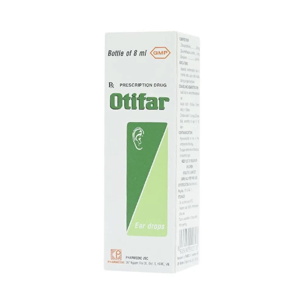 Hình ảnh Thuốc nhỏ tai Otifar Pharmedic điều trị nhiễm khuẩn do viêm tai ngoài, viêm tai giữa cấp xung huyết (8ml)