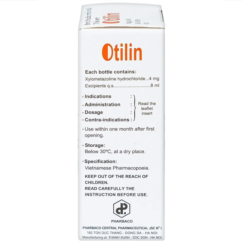 Hình ảnh Thuốc nhỏ mũi trẻ em Otilin 0.05% Pharbaco giảm ngạt mũi, sung huyết trong viêm mũi cấp (8ml)