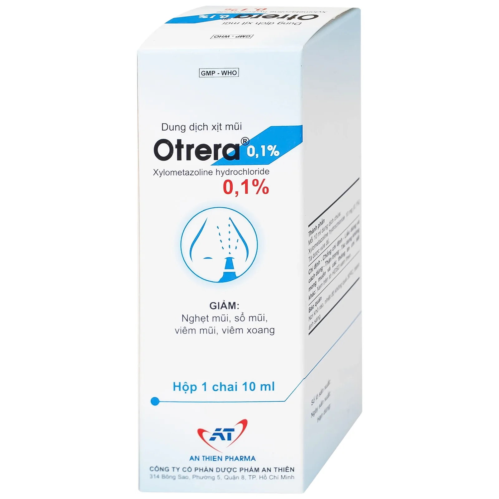Hình ảnh Dung dịch xịt mũi Otrera 0.1% An Thiên giảm nghẹt mũi và sung huyết mũi (10ml)