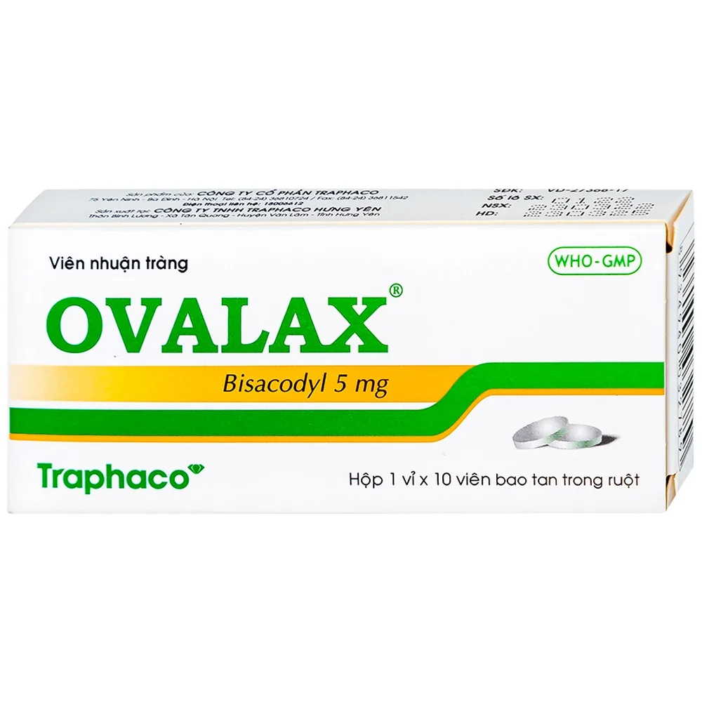 Hình ảnh Viên nhuận tràng Ovalax 5mg Traphaco điều trị táo bón, làm sạch ruột (1 vỉ x 10 viên)