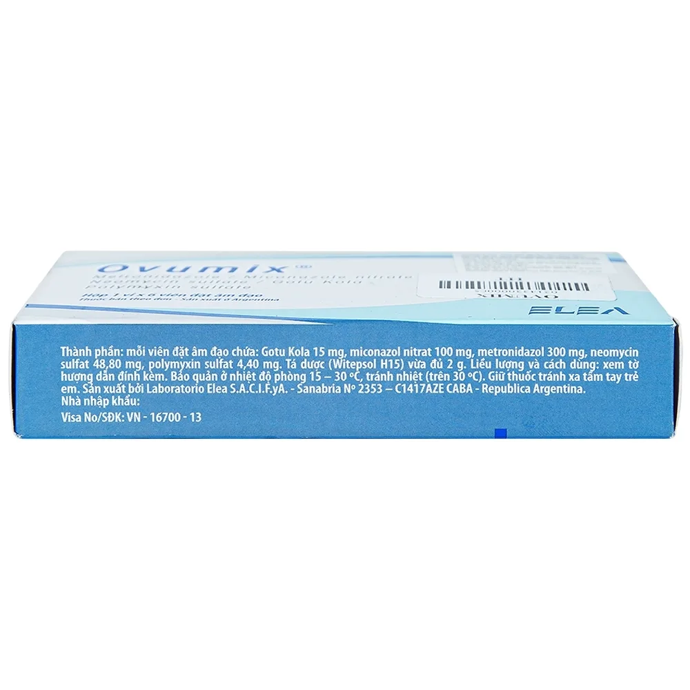 Hình ảnh Viên đặt âm đạo Ovumix Elea điều trị viêm âm đạo, viêm rát âm đạo cổ tử cung (1 vỉ x 6 viên)