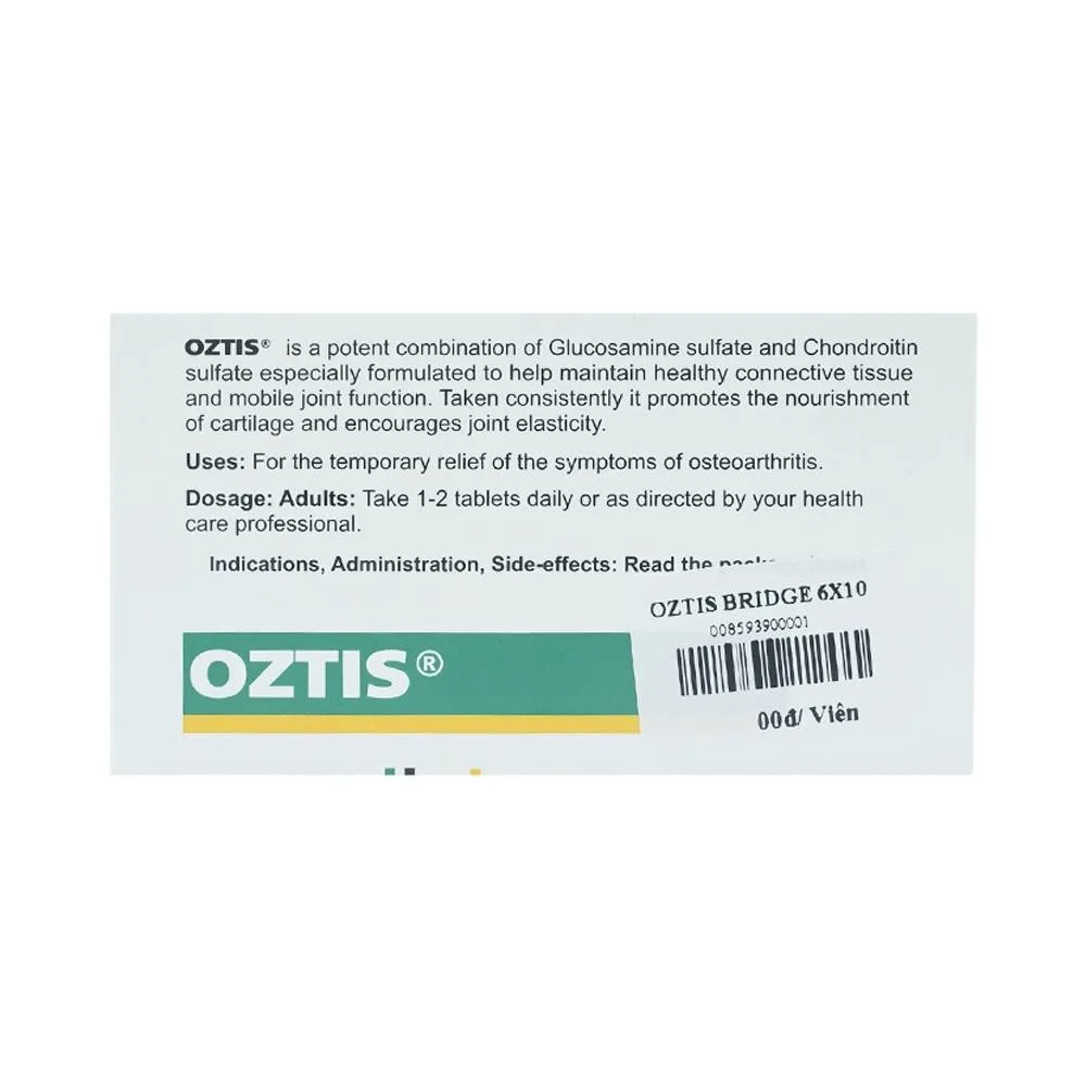 Hình ảnh Thuốc Oztis Bridge Healthcare giảm triệu chứng của viêm khớp gối nhẹ và trung bình (6 vỉ x 10 viên)