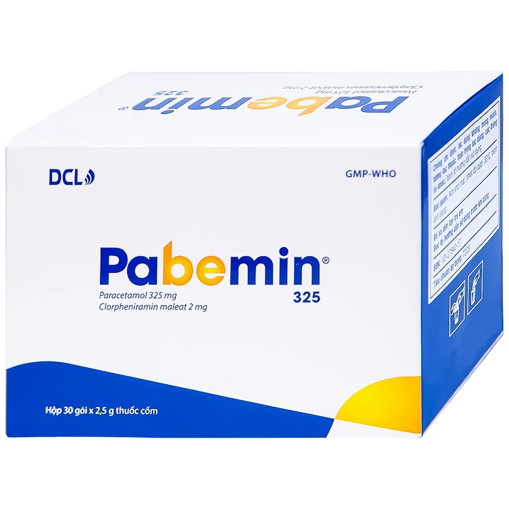 Hình ảnh Cốm Pabemin 325 Pharimexco điều trị sốt từ nhẹ đến vừa, cảm lạnh, ho, sổ mũi (30 gói)