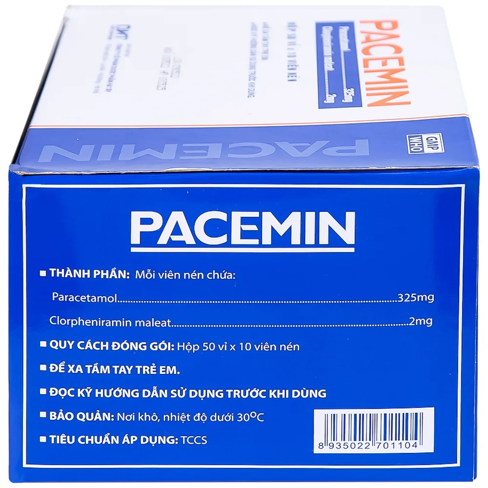 Hình ảnh Viên nén Pacemin Hataphar điều trị triệu chứng đau đầu, sổ mũi, hắt hơi, giảm đau nhẹ (50 vỉ x 10 viên)
