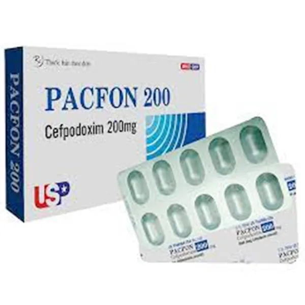 Hình ảnh Viên nén Pacfon 200 USP điều trị bệnh đường hô hấp, viêm phổi cấp (1 vỉ x 10 viên)