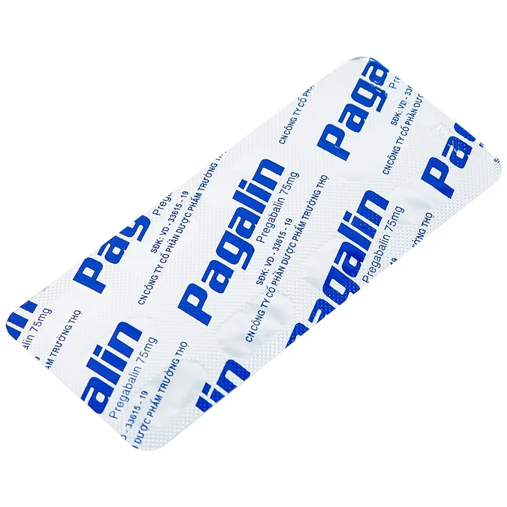 Hình ảnh Viên nang cứng Pagalin 75mg Trường Thọ điều trị đau thần kinh, động kinh (3 vỉ x 10 viên)