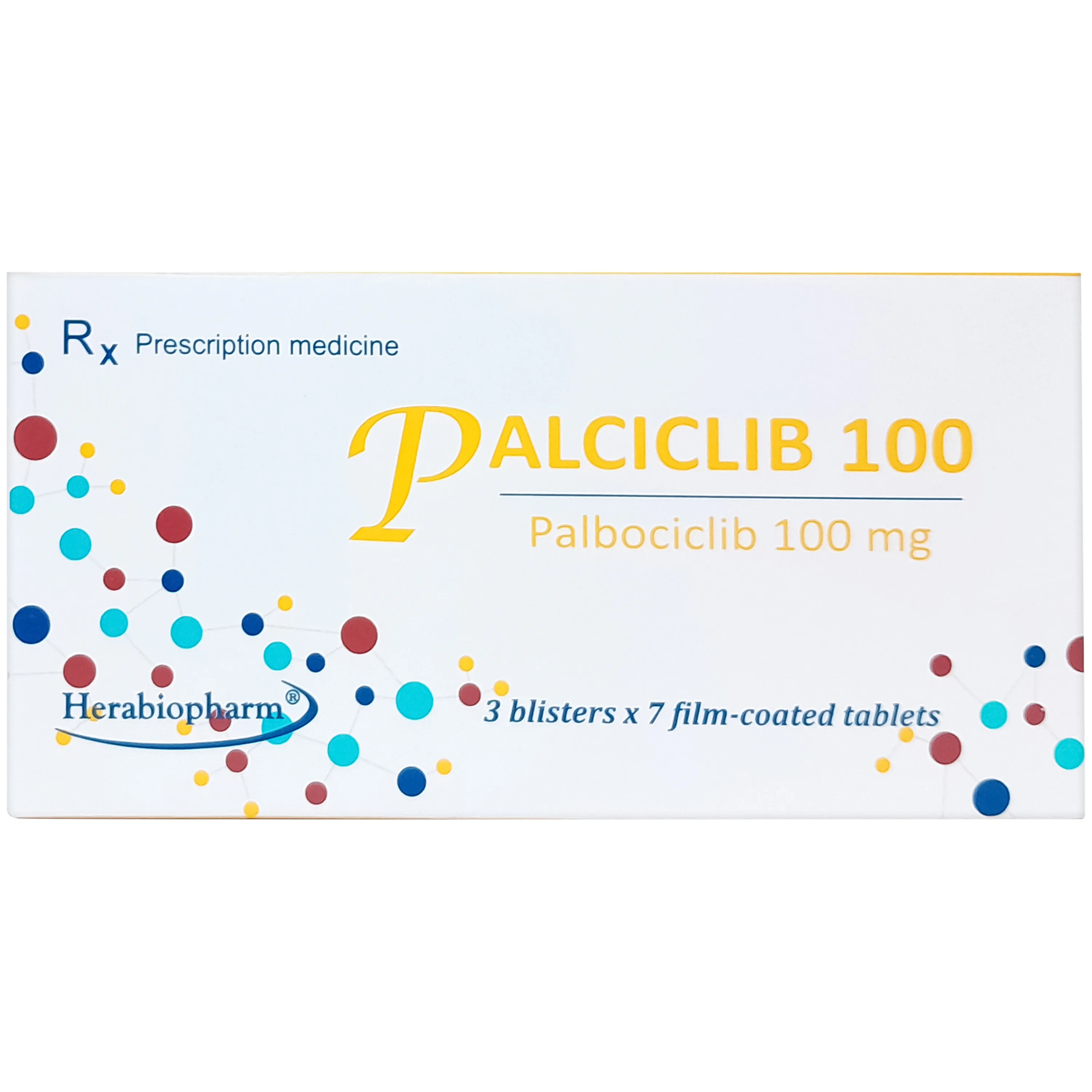 Hình ảnh Thuốc Palciclib cap 100mg Herabiopharm điều trị ung thư vú (3 vỉ x 7 viên)