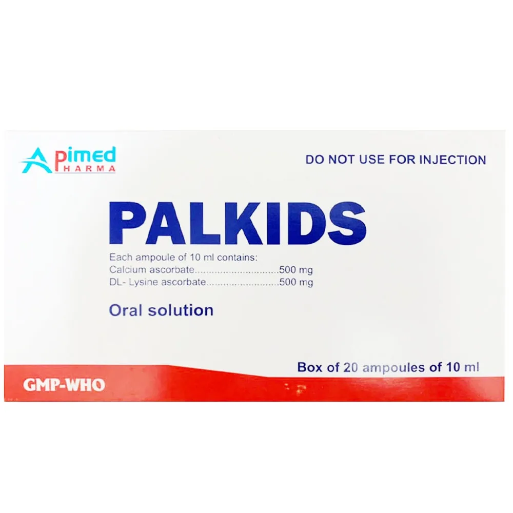 Hình ảnh Dung dịch uống Palkids Apimed bổ sung vitamin, canxi, điều trị suy nhược cơ thể (20 ống x 10ml)