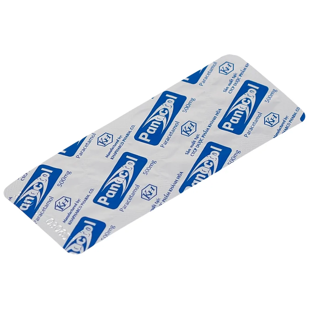 Hình ảnh Viên nén Panactol 500mg Khapharco giảm đau, hạ sốt, điều trị đau đầu, đau răng (10 vỉ x 10 viên)