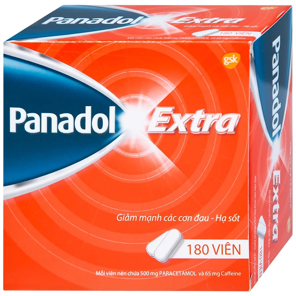 Hình ảnh Viên nén Panadol Extra đỏ GSK giảm mạnh các cơn đau, hạ sốt, điều trị đau đầu, đau lưng (15 vỉ x 12 viên)