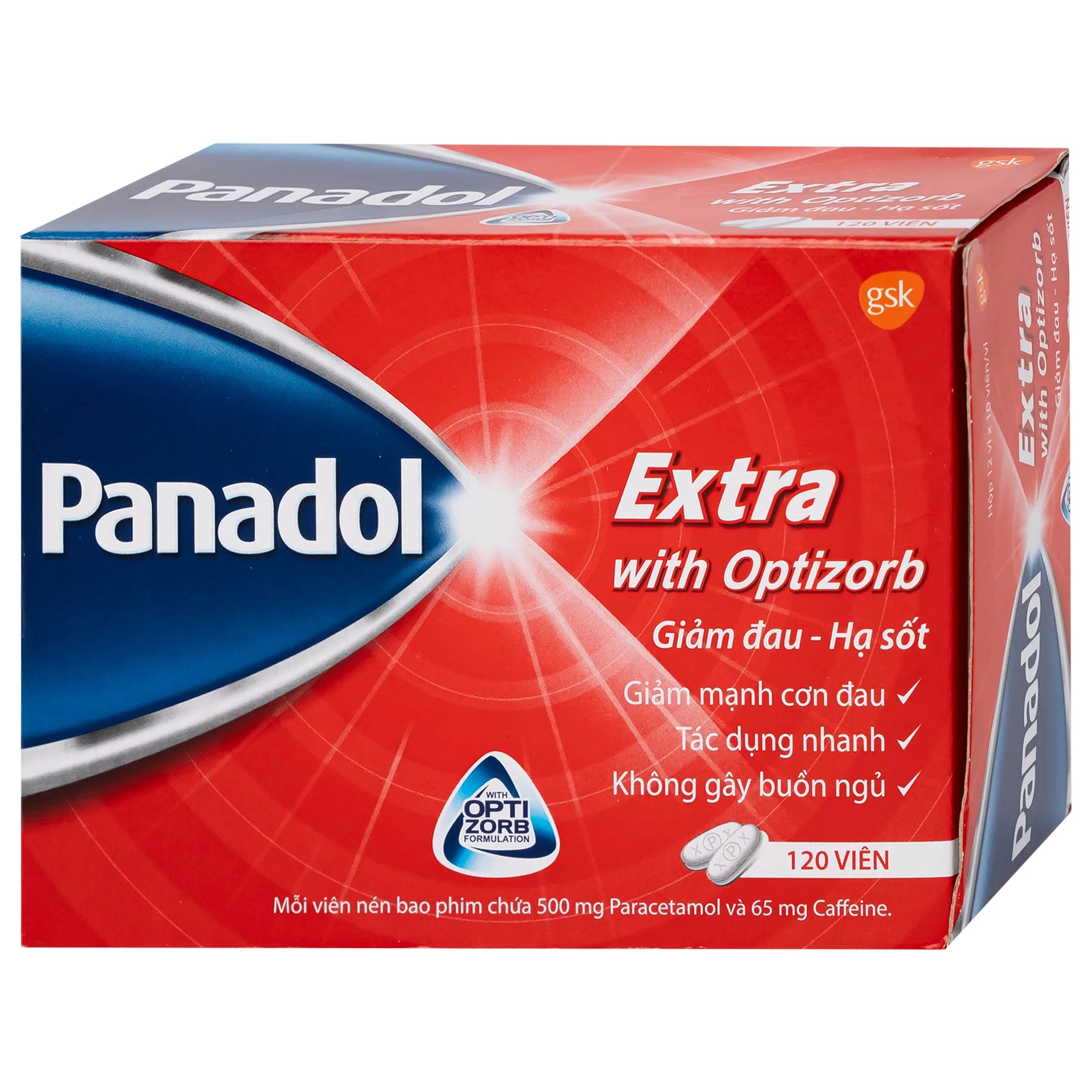 Hình ảnh Viên nén Panadol Extra With Optizorb GSK giảm đau, hạ sốt nhanh, không gây buồn ngủ (12 vỉ x 10 viên)