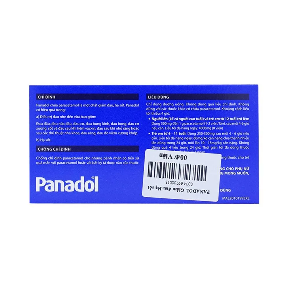 Hình ảnh Viên nén Panadol 500mg GSK giảm đau, hạ sốt, điều trị đau đầu, đau cơ (10 vỉ x 12 viên)