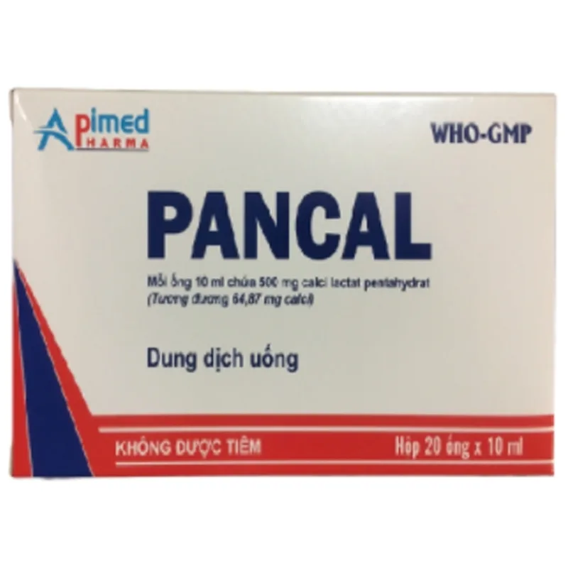 Hình ảnh Dung dịch uống Pancal 500mg Apimed bổ sung calci (20 ống x 10ml)