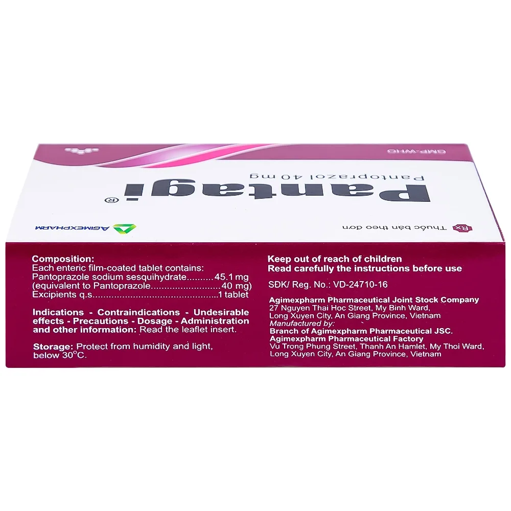 Hình ảnh Viên nén Pantagi 40mg Agimexpharm điều trị loét dạ dày - tá tràng (3 vỉ x 10 viên)