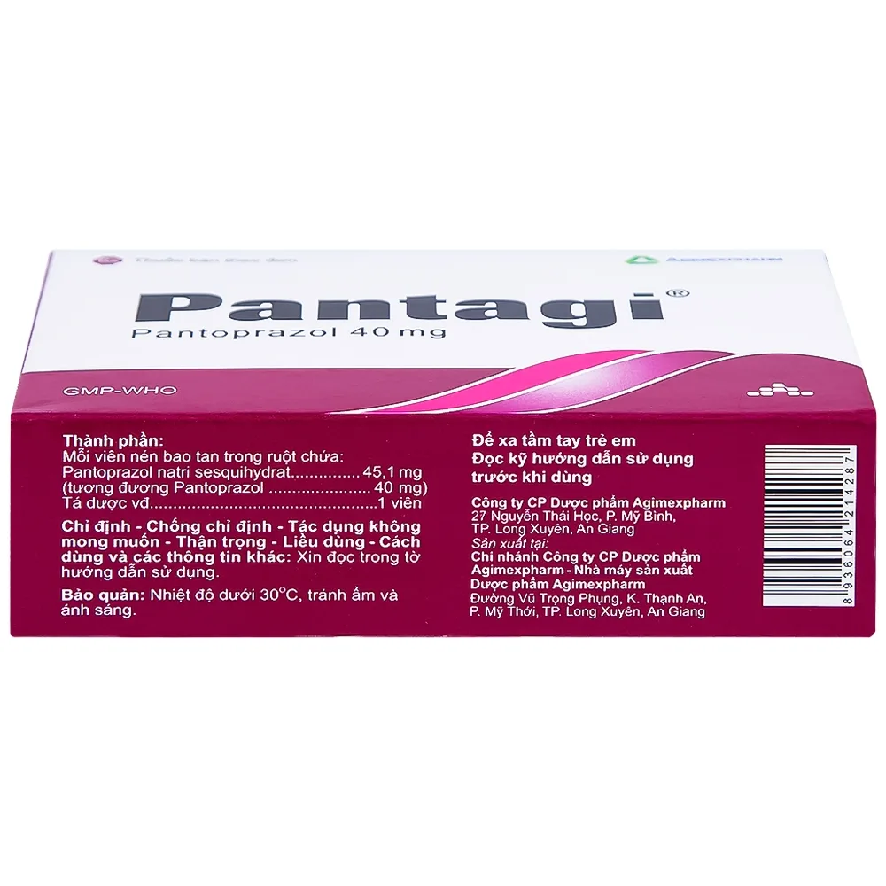 Hình ảnh Viên nén Pantagi 40mg Agimexpharm điều trị loét dạ dày - tá tràng (3 vỉ x 10 viên)